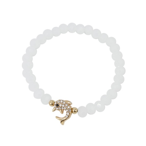 Pulsera Elastica Blanca con Delfin con Strass