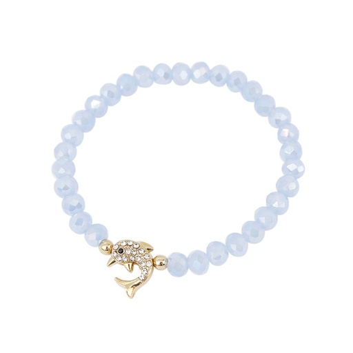 [85823] Pulsera Elastica Celeste con Delfin con Strass