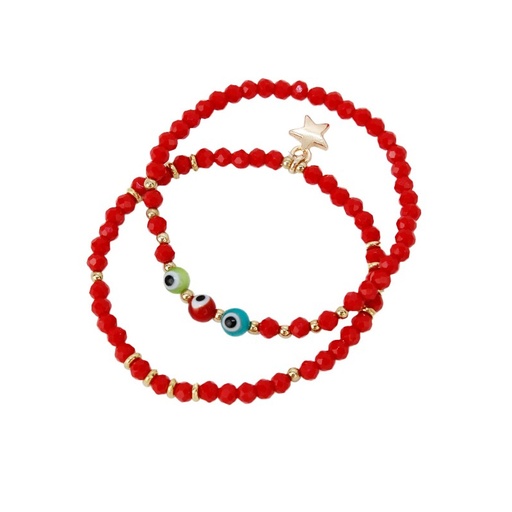 [87555] Set Pulseras Elasticas Roja con Estrella y Ojos Turcos