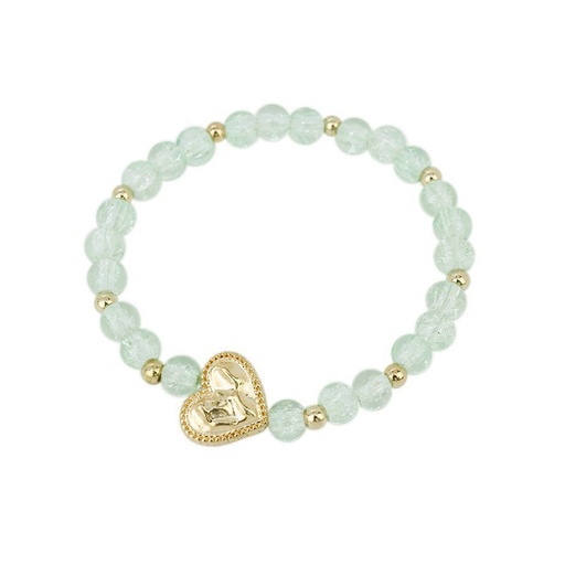Pulsera Elastica Aqua y Dorada con Corazon Dorado
