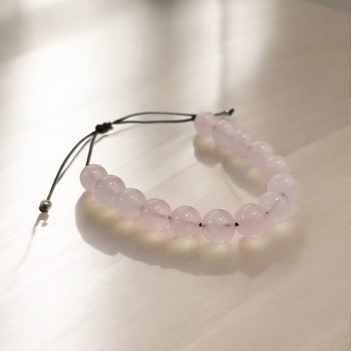 Pulsera Gema Cuarzo Rosa Esfera Hilo
