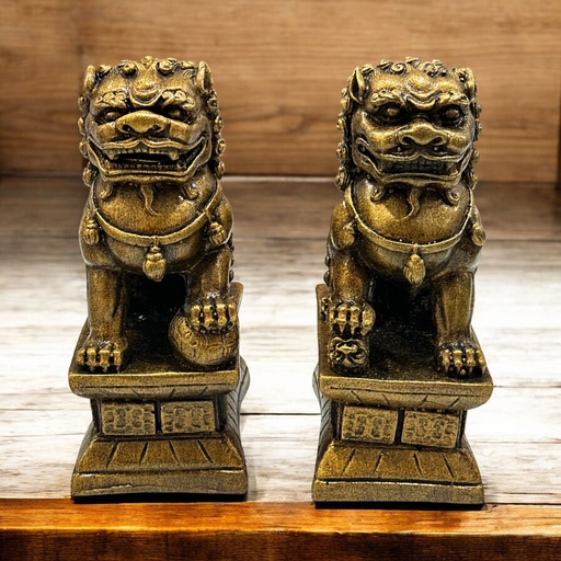 Perro Fu Pareja Resina 16cm