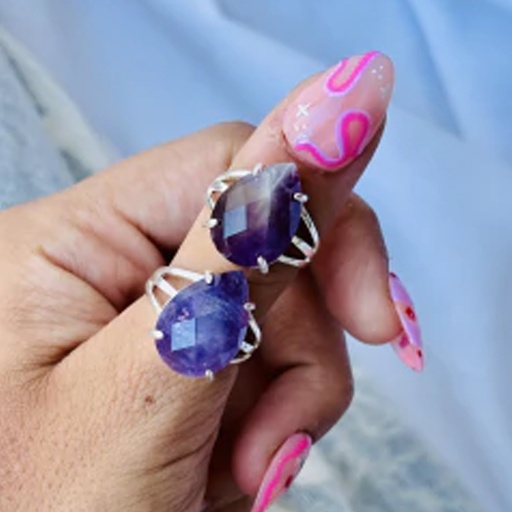 Anillo Gema Amatista Facetado