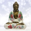 Buda Resina Flores 40cm