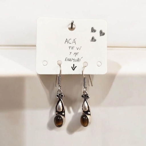 Aros Gema Ojo de Tigre Colgantes