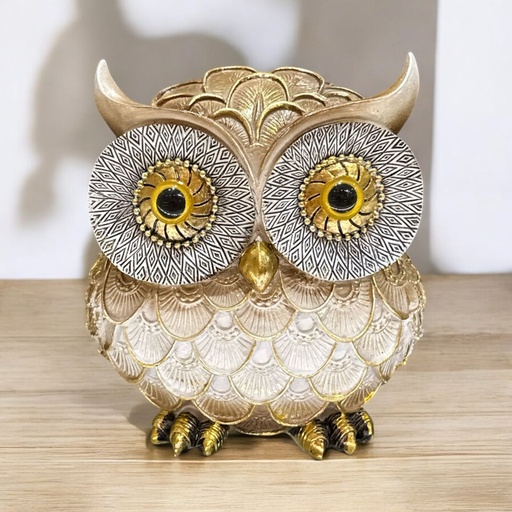 Buho Dorado de Resina 14cm