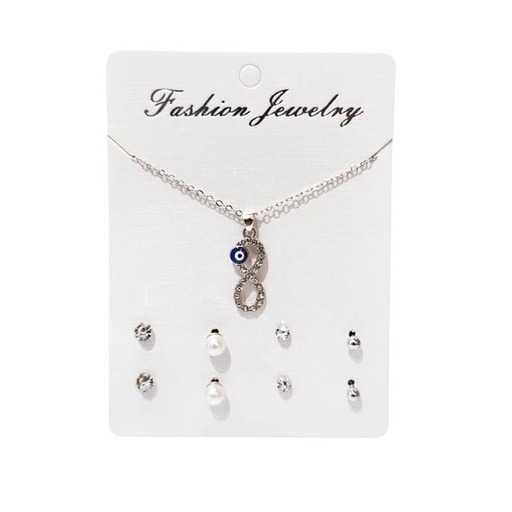 Set Aros Varios, Dije Ojo Turco con Infinito y Cadena