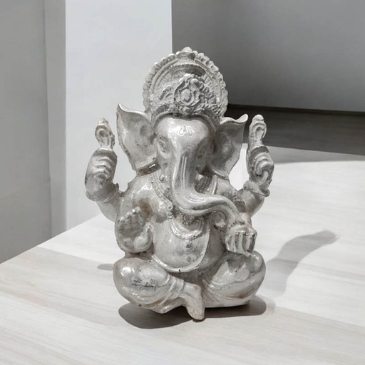 Ganesha Blanco Perlado Resina 12cm