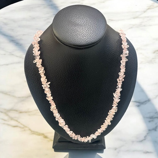 Collar Gema Escalas de Cuarzo Rosa 84cm