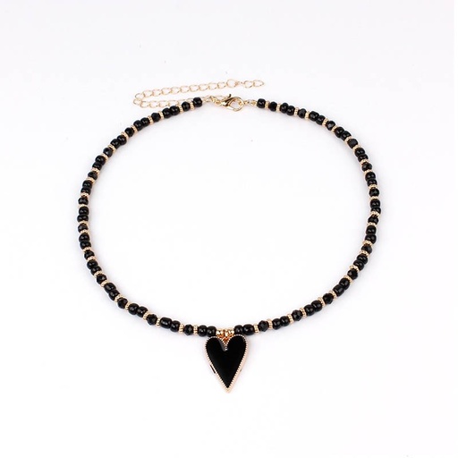[93389] Collar Corto Heart Negro