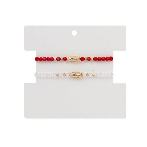 Set Pulseras Roja y Transparente Elasticas Blessed Amulet Virgen Guadalupe