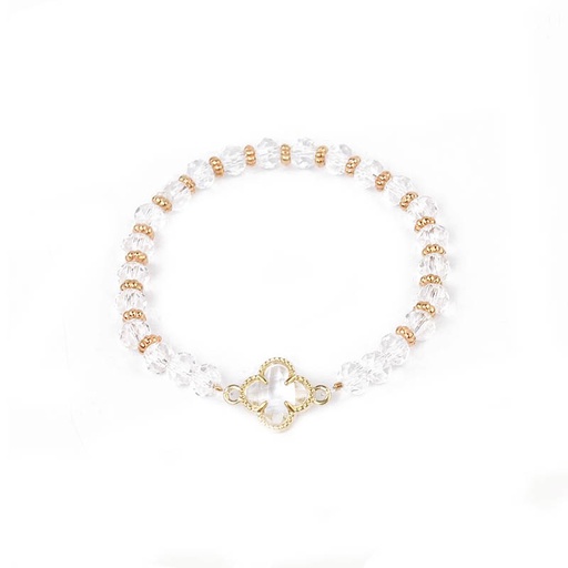 Pulsera Elastica Cristal con Detalles Dorados