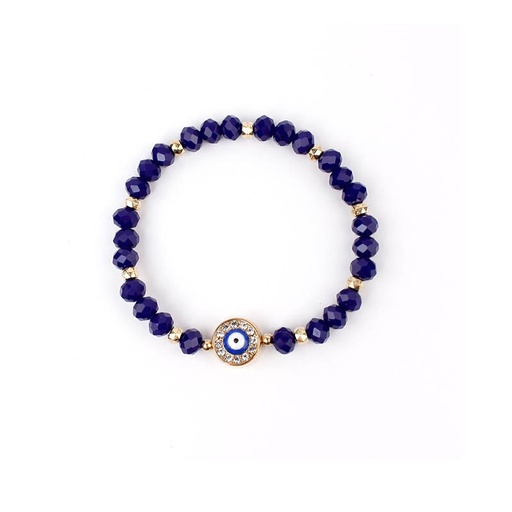 Pulsera Elastica Azul con Ojo Turco y Strass