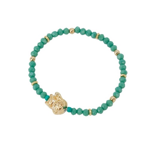 Pulsera Elastica Opal con Gatito Dorado