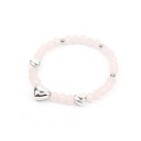 Pulsera Elastica Rosada con Corazones Plateadas