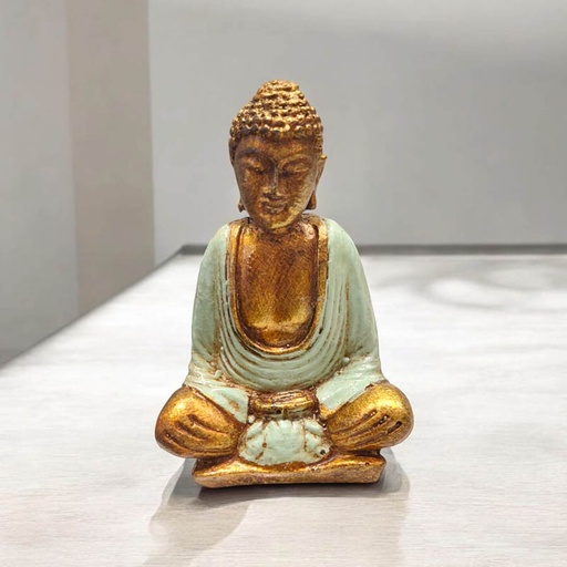 Buda Dorado Manto Verde Aqua 8.5cm