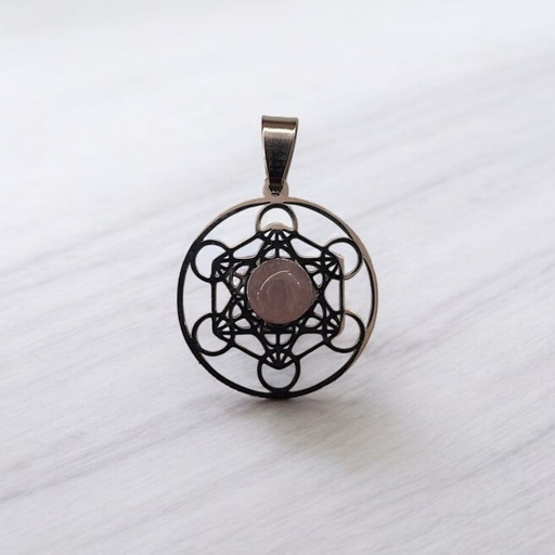 Dije Gema Cuarzo Rosa Metatron