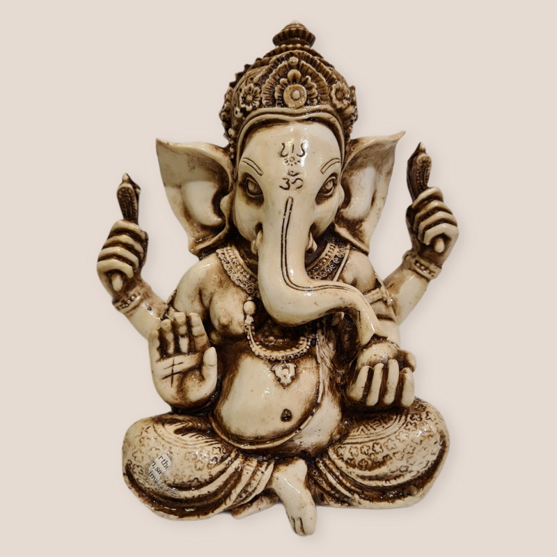 Ganesha Resina Blanca Corona