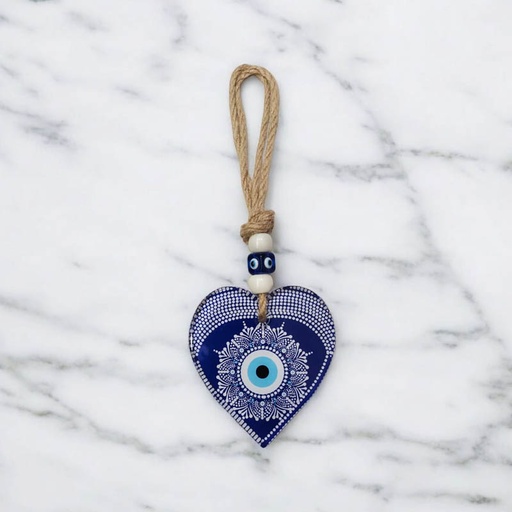 Colgante Vidrio Corazon con Ojo Turco