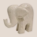 Elefante Madera Tallada Blanco 16cm
