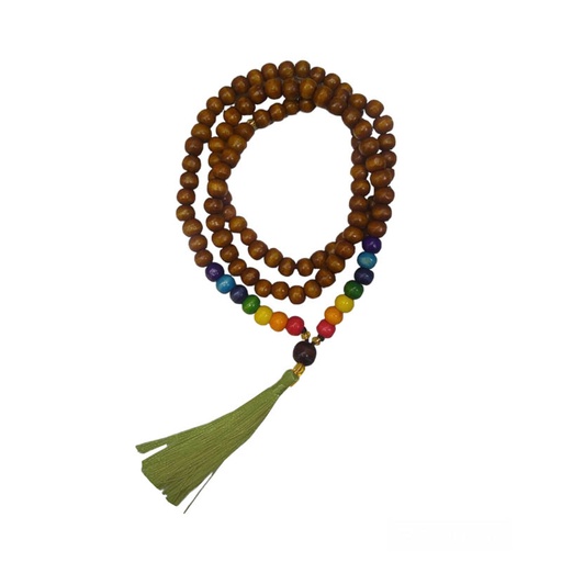 Japa Mala Madera 7 Chakras 108 Cuentas Tessel Verde