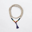 Japa Mala Madera Blanca 7 Chakras 108 Cuentas Tessel Violeta