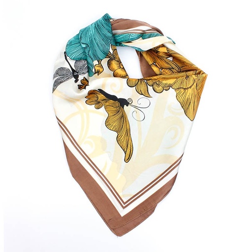 Pañuelo Flora Butterfly Brown 70x70cm