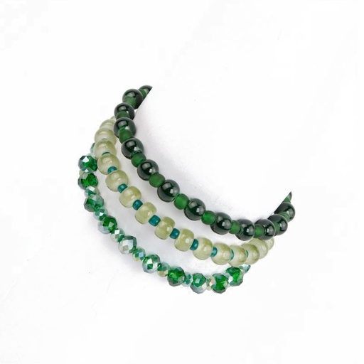 Set Tres Pulseras Winter Colors Verde Hilo y Elasticas