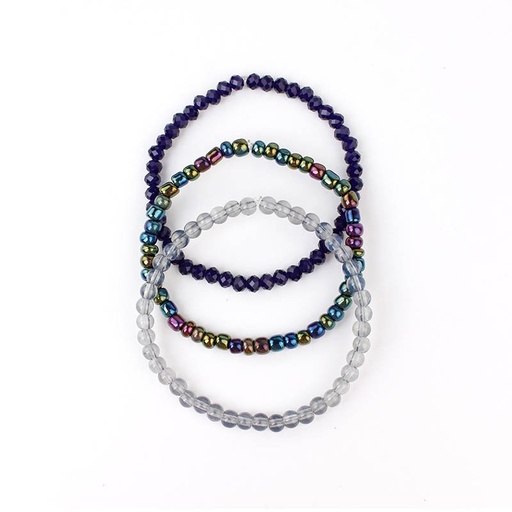 Set Tres Pulseras Elasticas Tonos Azules