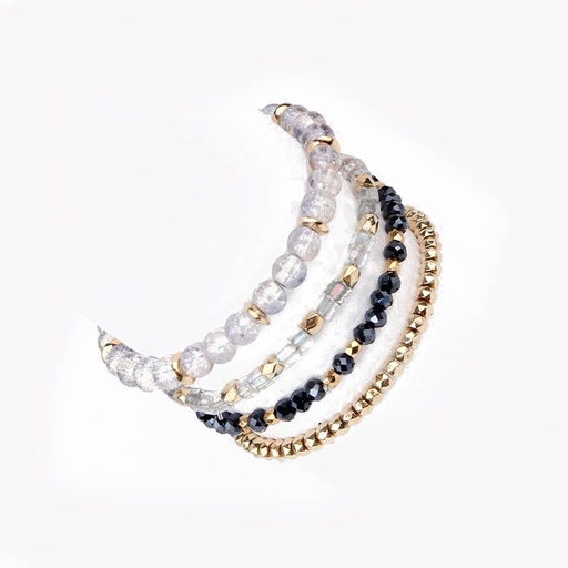 Set Cuatro Pulseras Elasticas con Dorado