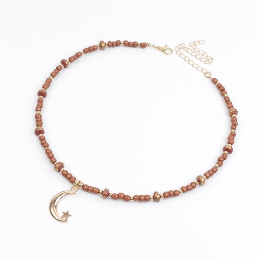 [95323] Collar Tierra Dije Luna con Estrella Dorada