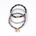 Set Tres Pulseras Tres Tonos con Dijes Corazon y Estrella