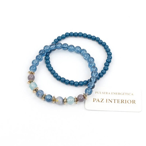 Set Pulseras Elasticas Azules Paz Interior