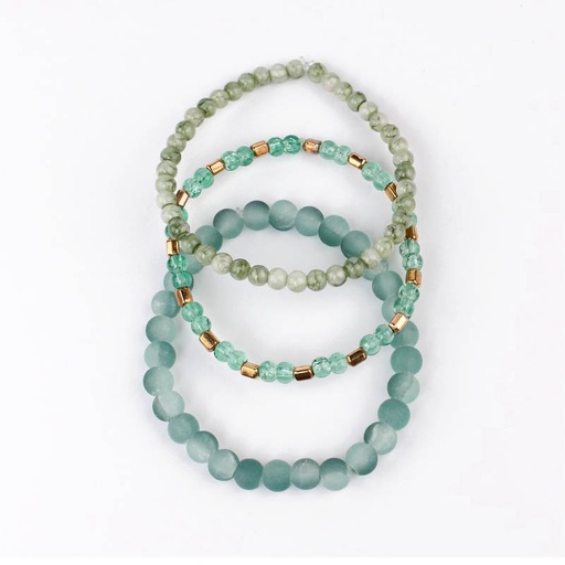 Set Tres Pulseras Elasticas Full Colors Verde
