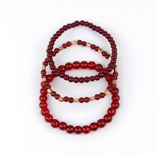[94287] Set Tres Pulseras Elasticas Full Colors Bordo