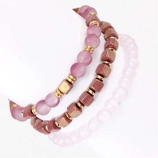 Set Tres Pulseras Elasticas Energy Color Tonos Violetas