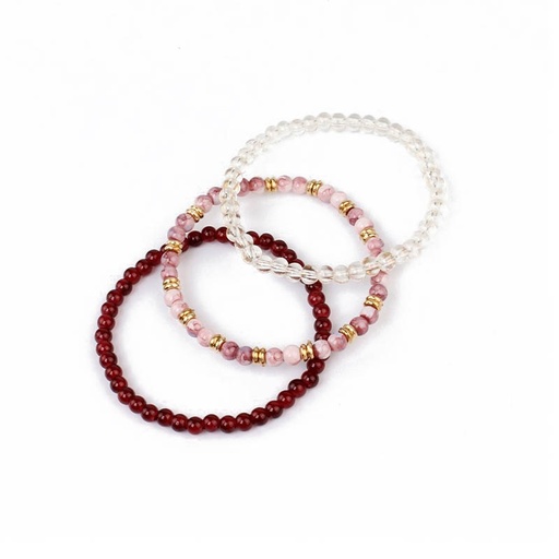 [94305] Set Tres Pulseras Elasticas Tonos Bordo