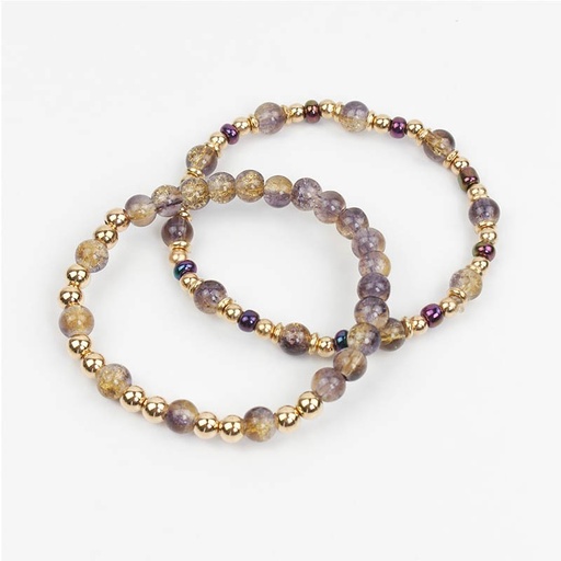 Set Pulseras Elasticas Golden Color Violeta