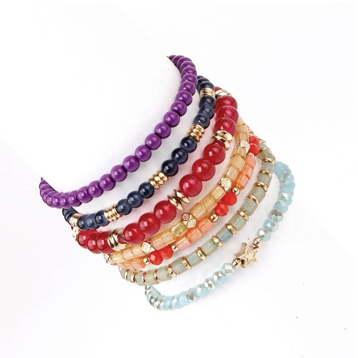 Set Siete Pulseras Elasticas Colores Varios