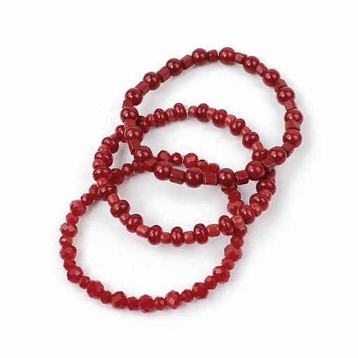 Set Tres Pulseras Elasticas Winter Colors Bordo