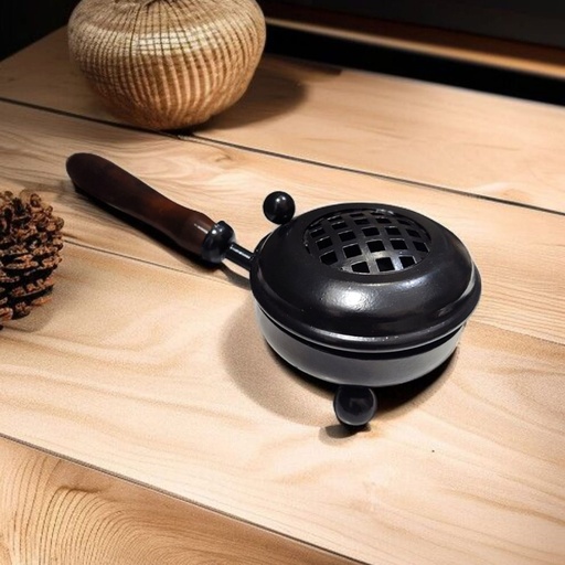 Sahumador Negro 20cm Mango de Madera