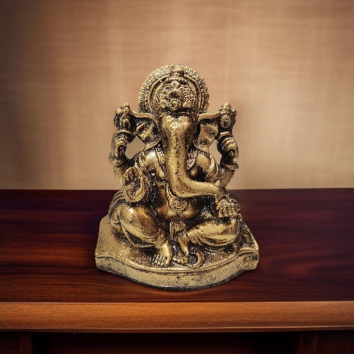Ganesha Resina en Base Dorado 11cm