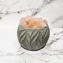 Lampara de Sal Cuenco Verde con Hojitas 12cm