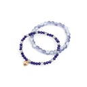 Set Pulseras Elasticas Tonos Azules con Mini Corazon Dorado