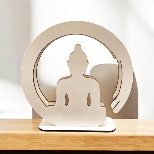 Velador Buda Blanco con Circulo 20cm
