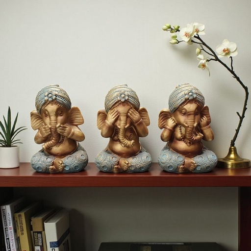 Tres Ganeshas Sabios de 11cm