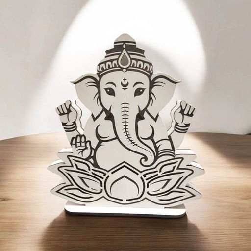Velador Ganesha Blanca en Flor de Loto