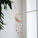 Colgante Luna Dorada con Cuarzo Rosa 50cm