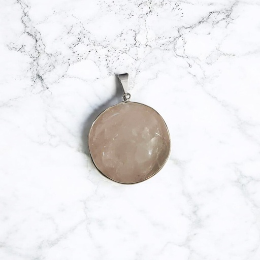 Dije Gema Cuarzo Rosa Medallon con Virola