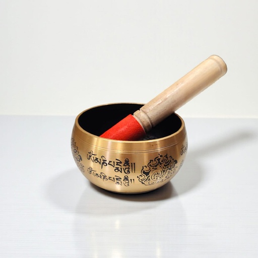 Cuenco Tibetano 10.5cm Dorado con Mantras Negros